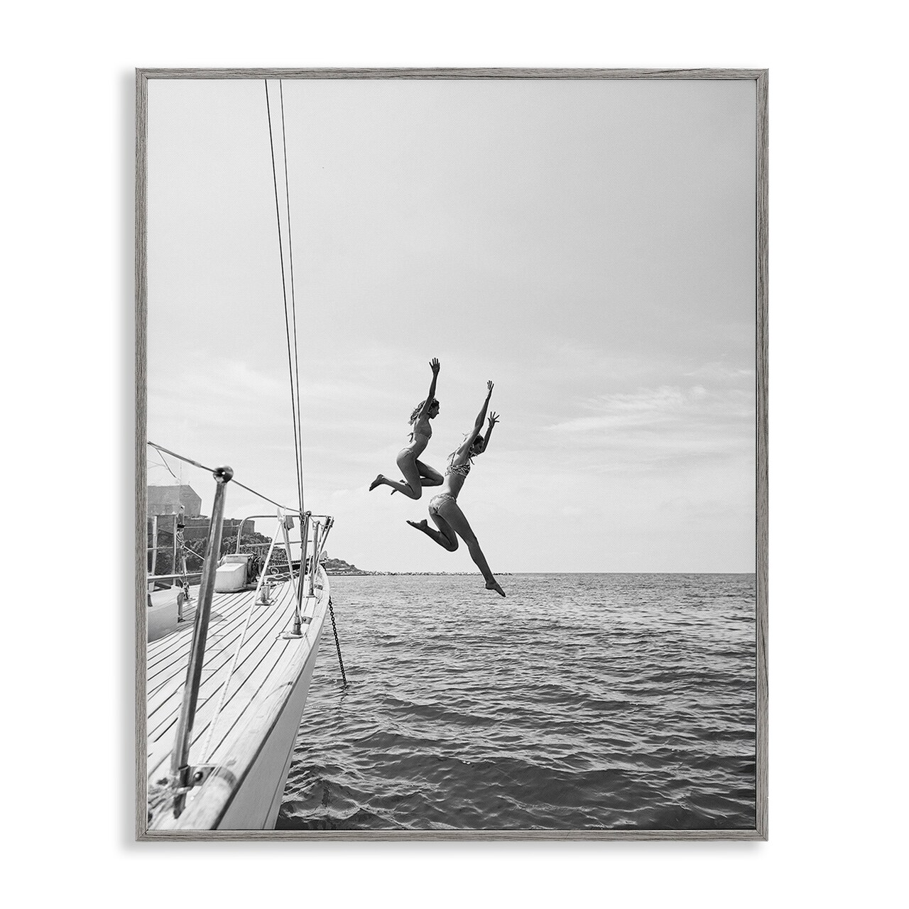 Stupell Industries People Diving from Boat Framed Giclee Design By Sisi and Seb